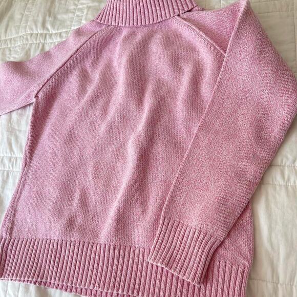 Vintage pink knit turtleneck sweater womens S cotton pastel comfy casual cottage - Picture 4 of 4